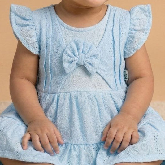 Blush Light Blue Ruffle Frock For Newborns-daily Wear