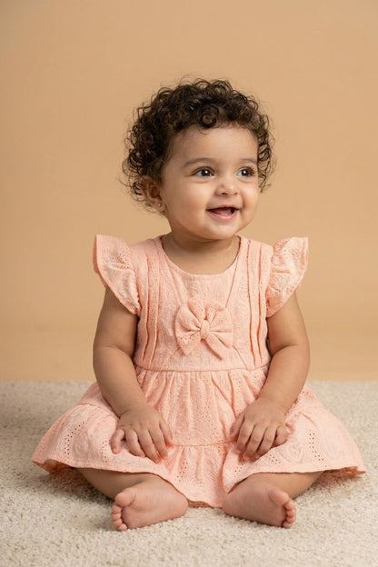 Pastel Peach Ruffle Frock