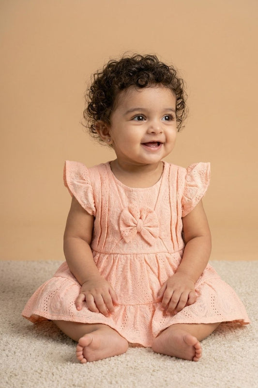 Pastel Peach Ruffle Frock