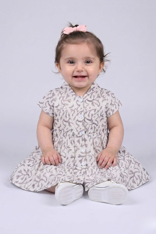 Very Light Beige-flayerd Frock