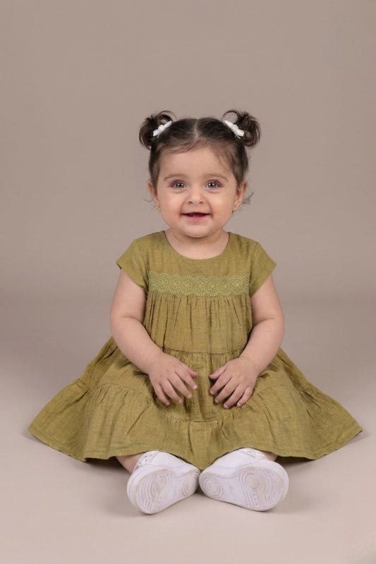Olive Green-flared Frock