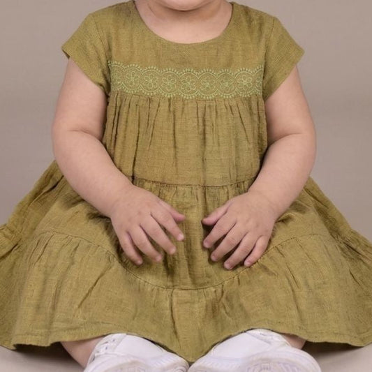 Olive Green-flared Frock