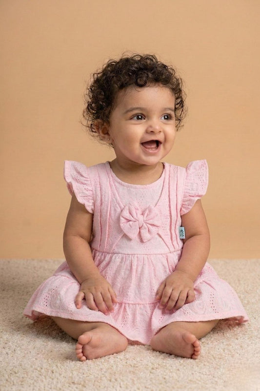 Blush pink Ruffle Frock for newborn –daily wear